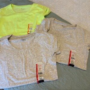 No Boundaries Heather Gray and Neon Yellow Women’s Tee Tops